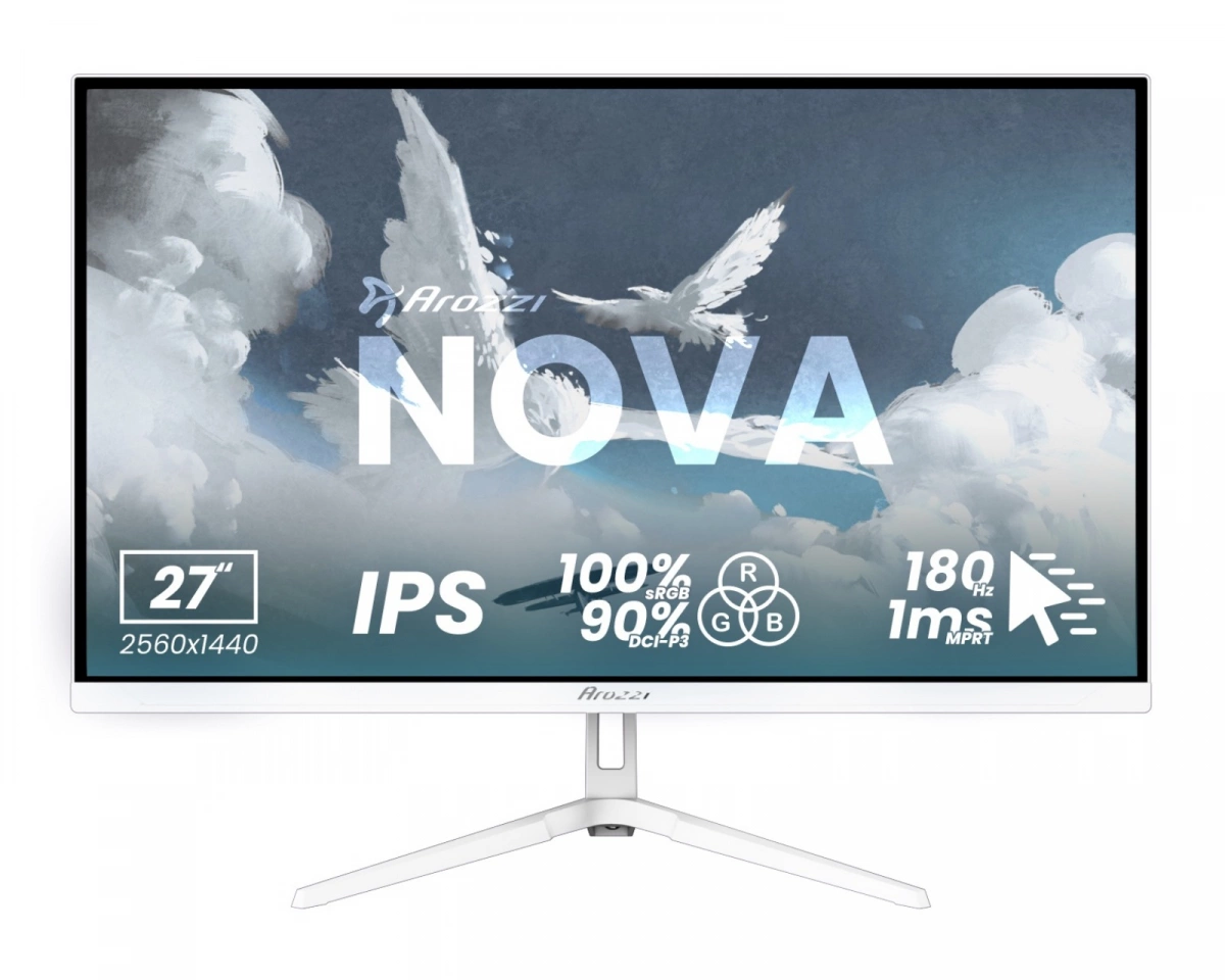 Arozzi Nova QHD | IPS | 180 Hz | 27" gamingskärm (vit), bild 3