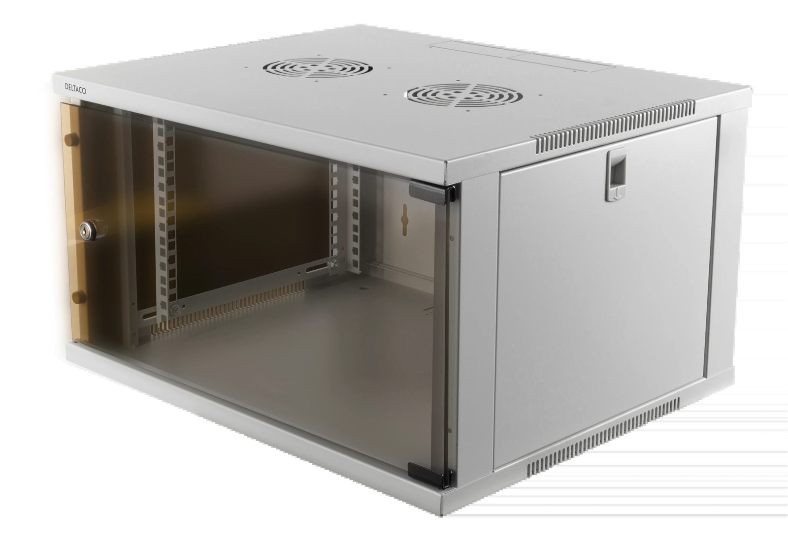 Deltaco 19"-skåp - 6U - 540x450mm - Stående eller väggmonterat - Glasdörr, bild 4