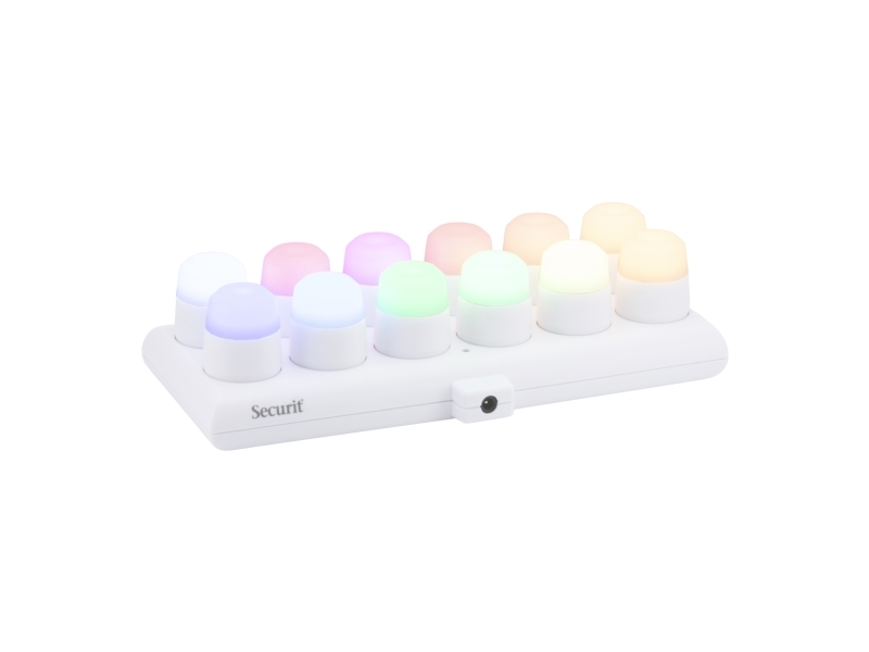 Securit® set 12 st. MANI glasljushållare och LED värmeljus, vit/12 färger + vitt ljus