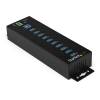 USB 3.0-hub Startech HB30A10AME, 10xUSB 3.0, industriell, inkl. strömadapter - Svart