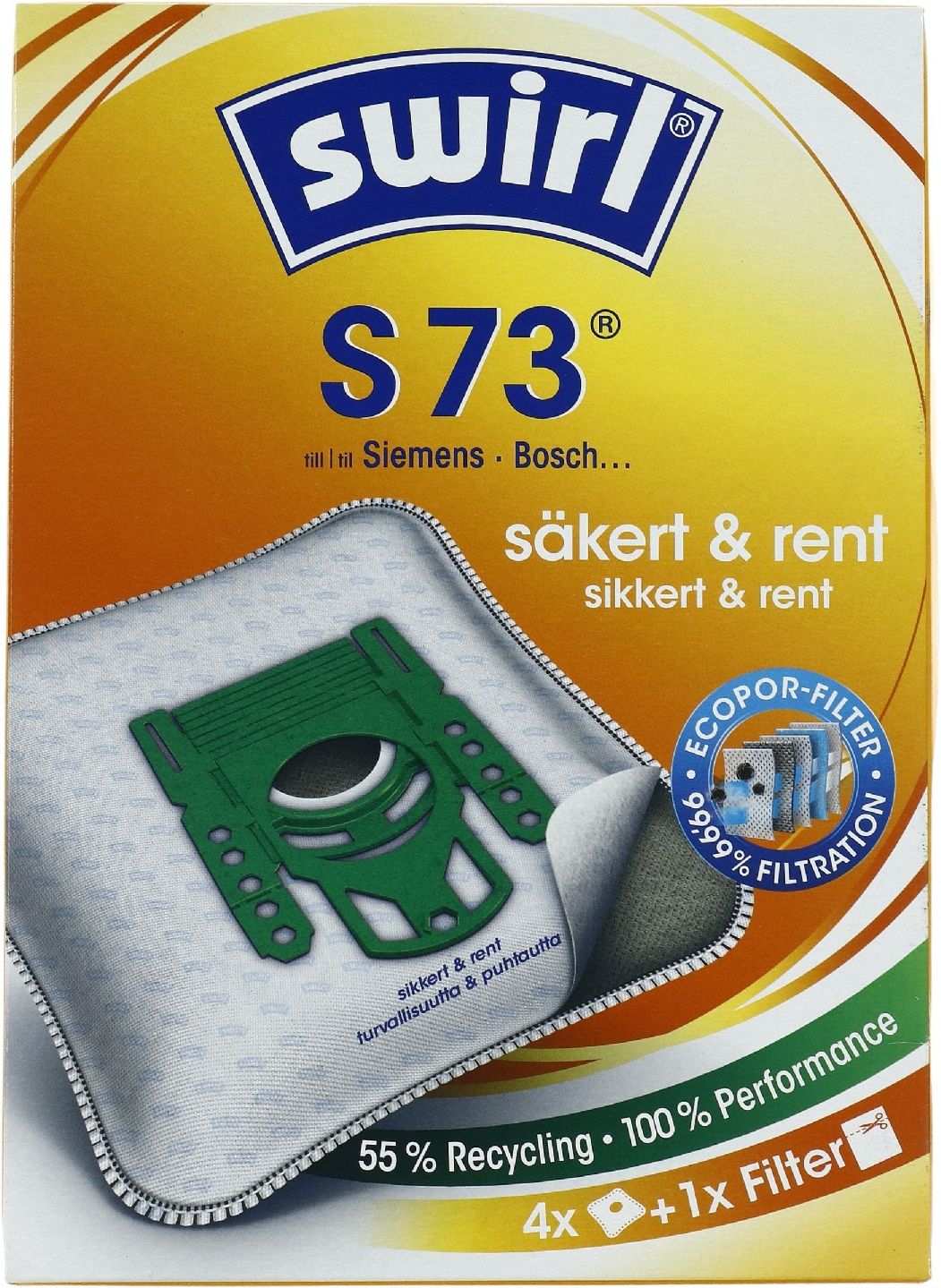 Swirl S73 Dammsugarpåsar - 4-pack
