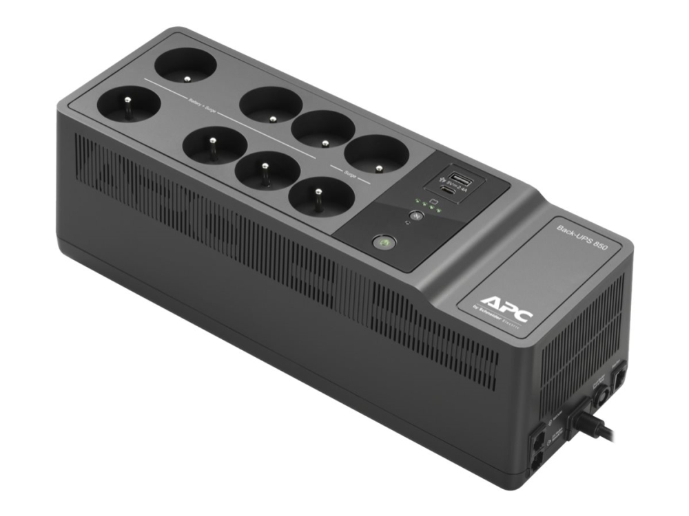 APC Back-UPS BE850G2-FR - UPS - AC 220/230 V - 520 Watt - 850 VA - USB - utgångskontakter: 8 - Frankrike, Belgien - svart