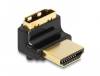Adapter HDMI hane till hona, DeLOCK, 8K@60Hz, vinklad uppåt - Svart