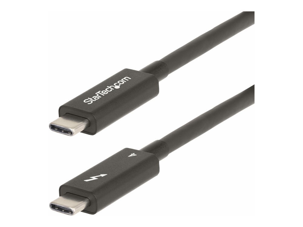 StarTech 6ft (2m) Active Thunderbolt 4 Cable, 40Gbps, 100W PD, 4K/8K, Intel Certified, Compatible w/Thunderbolt 3/USB 3.2/DisplayPort (A40G2MB-TB4-CABLE) - USB-kabel - USB-C (hane) till USB-C (hane) - USB 3.2 Gen 2 / USB4 / Thunderbolt 3 / Thunderbolt 4 / DisplayPort 1.4a - 2 m - aktiv, USB-strömförsörjning (100W), 8K60Hz stöd, 4K60Hz stöd, upp till 40 Gbps dataöverföringshastighet - svart