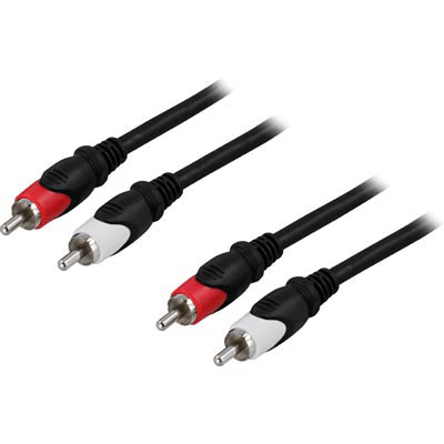 Ljudkabel stereo 2xRCA till 2xRCA, 0,5 meter - Svart