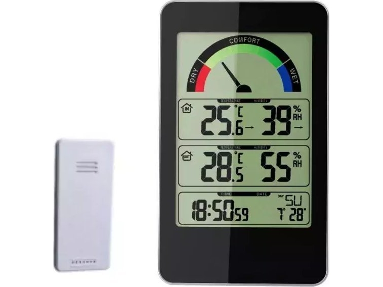 Termometer elektroniskt ute/inne väderstation, säker