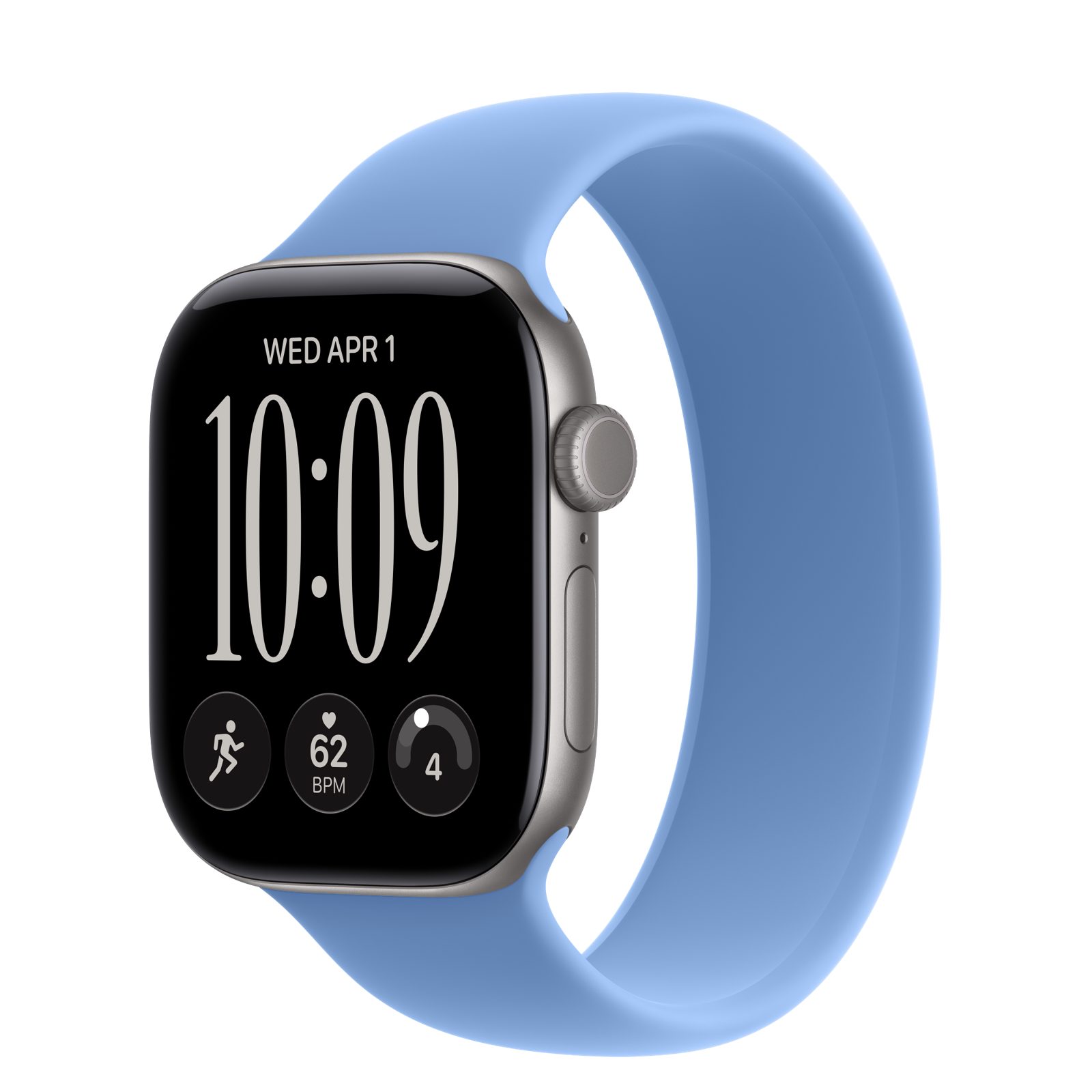 Apple Watch Series 12 (GPS + Cellular) • Aluminiumboett rymdgrå, 42 mm • Sololoop ängsblå