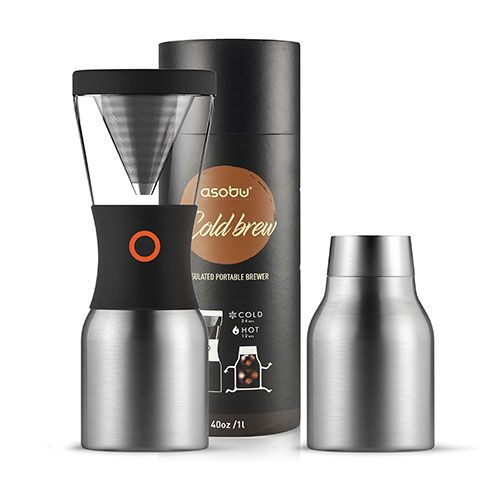 Asobu Cold Brew, Kaffebryggare för kallt kaffe, Svart, Silver, Koppar, Rostfritt stål, 1 styck