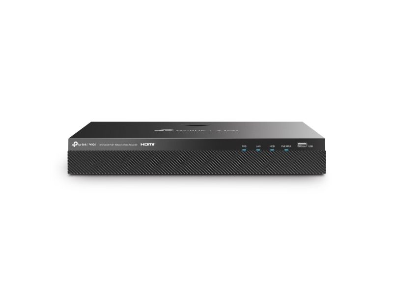 TP-Link VIGI NVR2016H-16P, 16 kanaler, 3840 x 2160 pixlar, 16 kanaler, 720p, 1080p, HDMI-utgångsupplösning: 1 kanal, Upplösning: 1280x720/60Hz, 1280x1024/60Hz, 1440x900/60Hz,..., G.711 A-law, G.711 µ-law, G.726