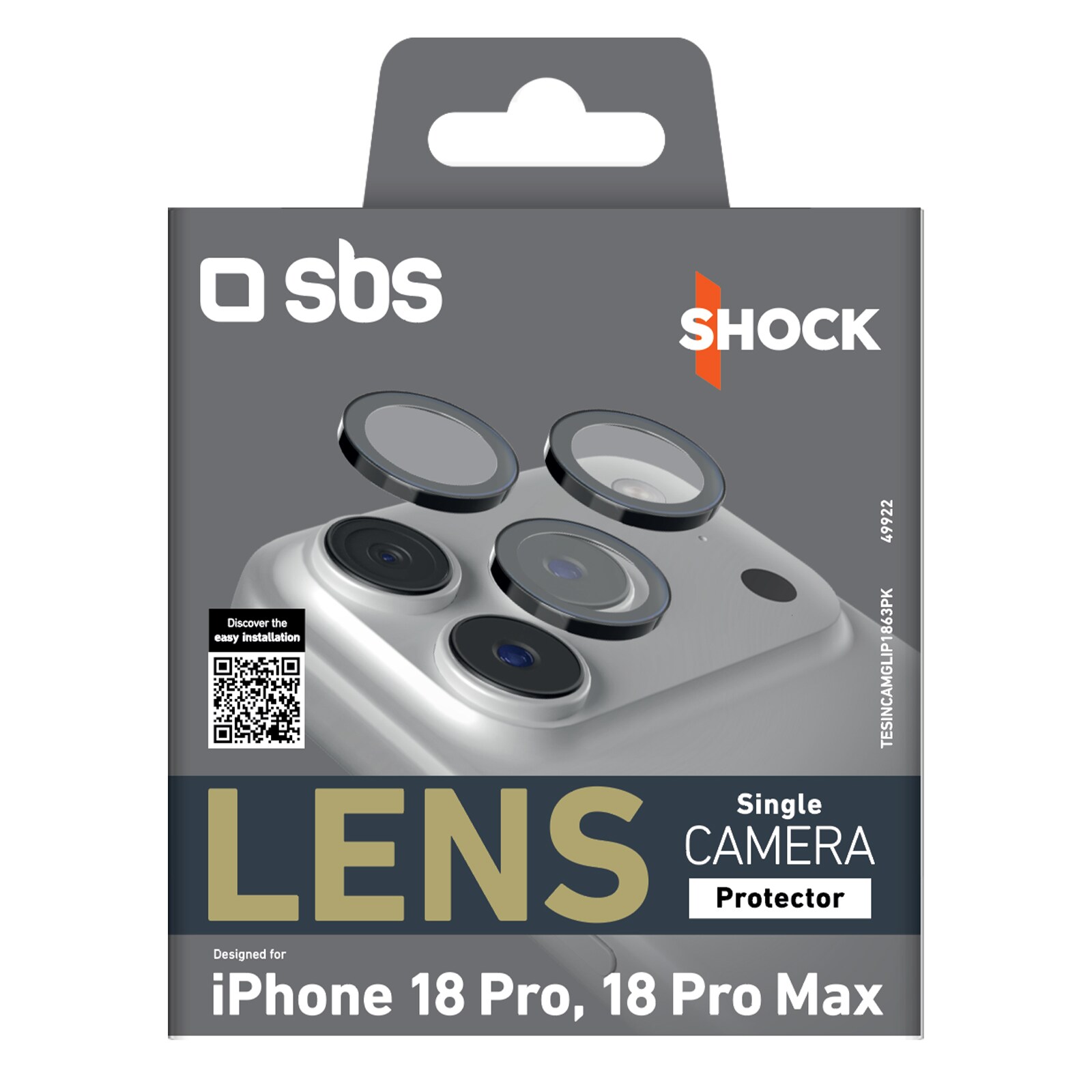 SBS Lens skyddsglas för en kamera till iPhone 18 Pro / 18 Pro Max – Svart, bild 2