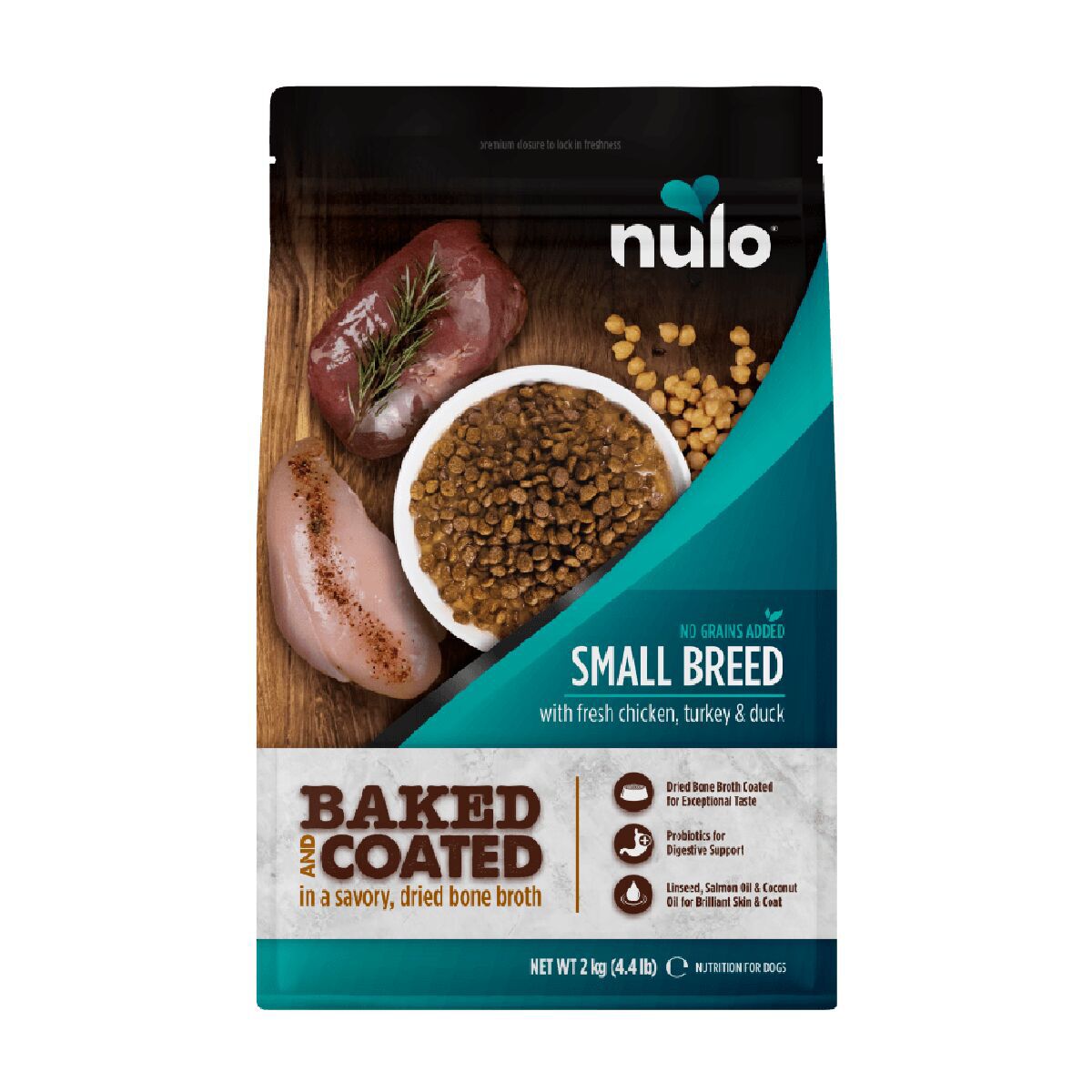 Nulo Baked & Coated Dog Small Breed Adult Fresh Chicken, Turkey & Duck Torrfoder till Hund 2 kg
