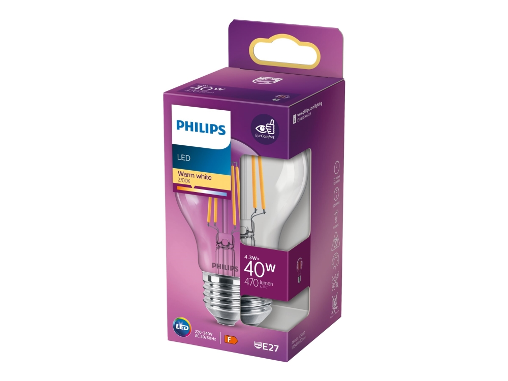 Philips LED glödlampa 4.3W E27