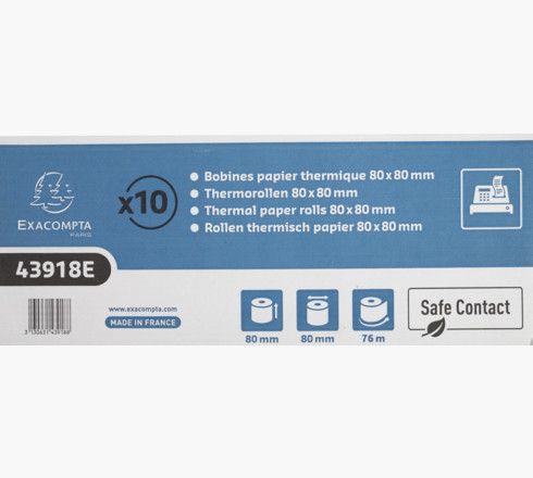 Termorullar Exacompta Safe Contact, 80 mm, 76 m, 52 g/m², 10-pack