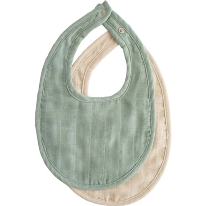 Mushie Muslin Haklapp 2-pack (Roman Green / Fog)
