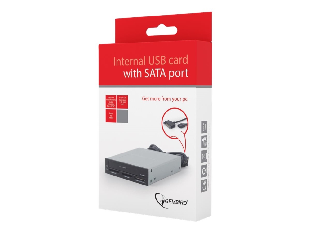 Gembird - Kortläsare - allt-i-ett - 3,5 (MS, MS PRO, MMC, SD, MS Duo, MS PRO Duo, miniSD, RS-MMC, TransFlash, microSD, SDHC, MS Micro, microSDHC, SDXC, miniSDXC, MMC II) - USB 2.0/SATA 3 Gb/s