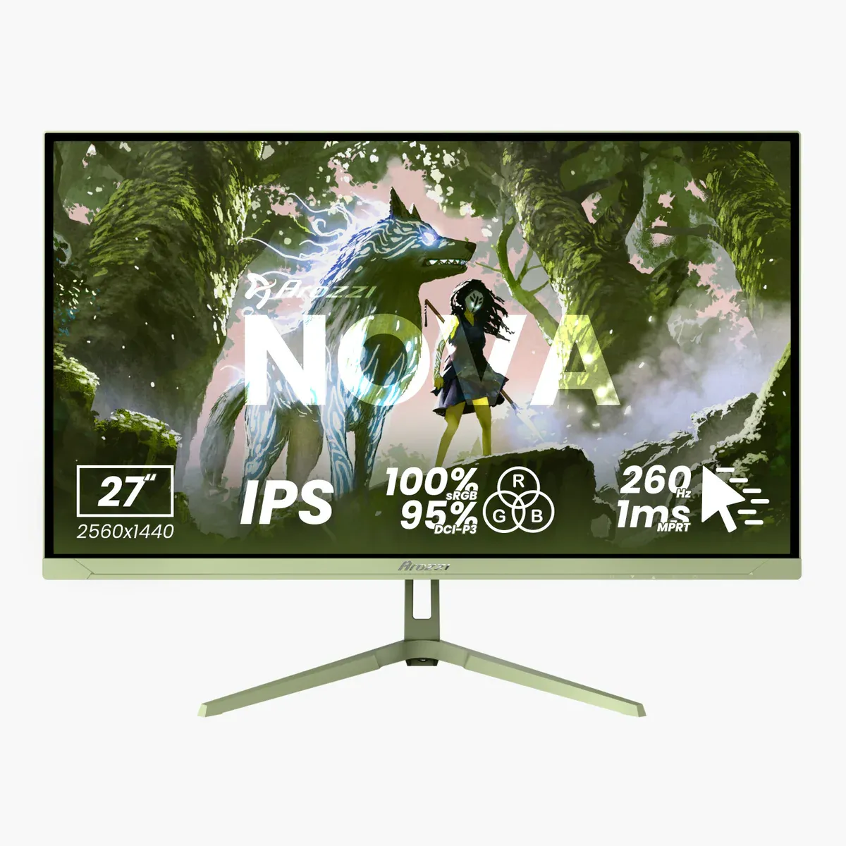 Arozzi Nova 27" IPS 2560x1440 260Hz Gamingmonitor - Forest Green
