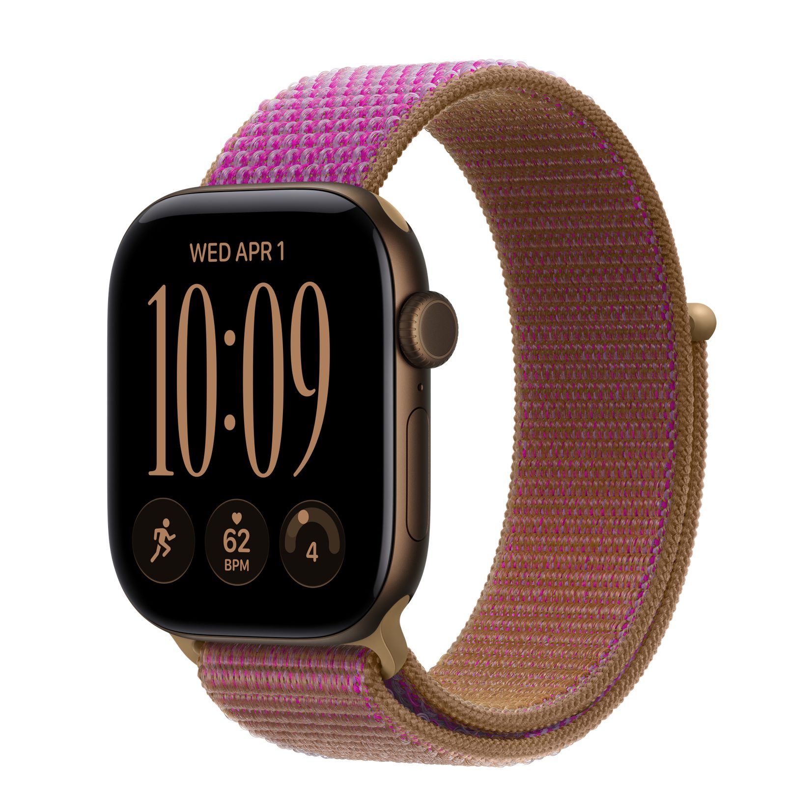 Apple Watch Series 12 (GPS + Cellular) • Aluminiumboett mörk brons, 42 mm • Sportloop magenta