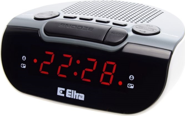 Eltra ZEBU 06PLL radio väckarklocka, grå och vit