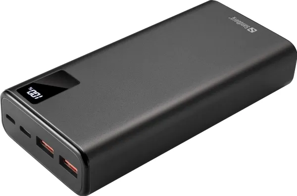 Sandberg - Powerbank - 20000 mAh - 74 Wh - 20 watt - 3 A - QC 3.0, PD - 3 utgångskontakter (2 x USB, USB-C)