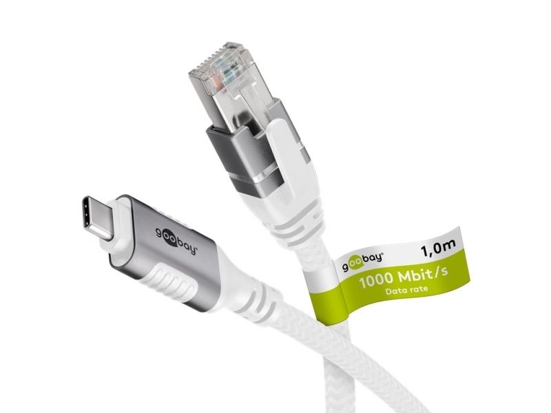 Goobay 74179 USB-C till RJ45 Ethernet-adapterkabel 7,5 m Cat6 1 Gbit/s, vit