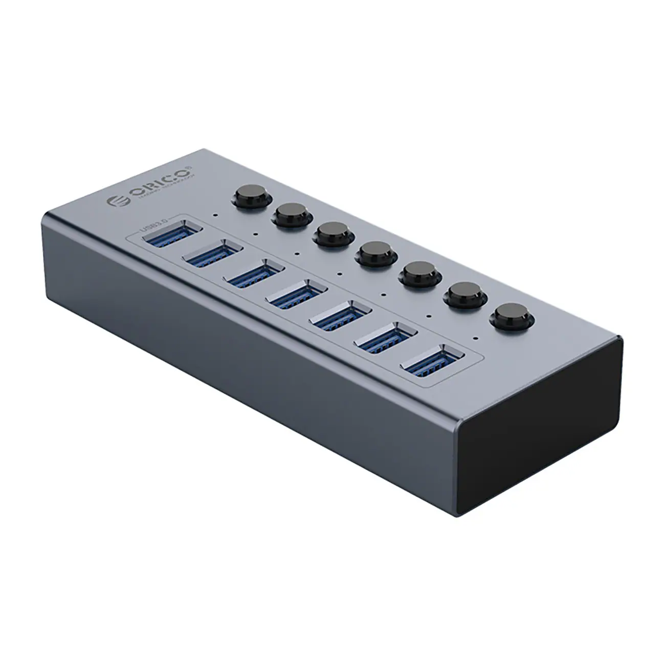 Orico BT2U3-7AB Hub 7x USB-A 3.0 med switchar - grå