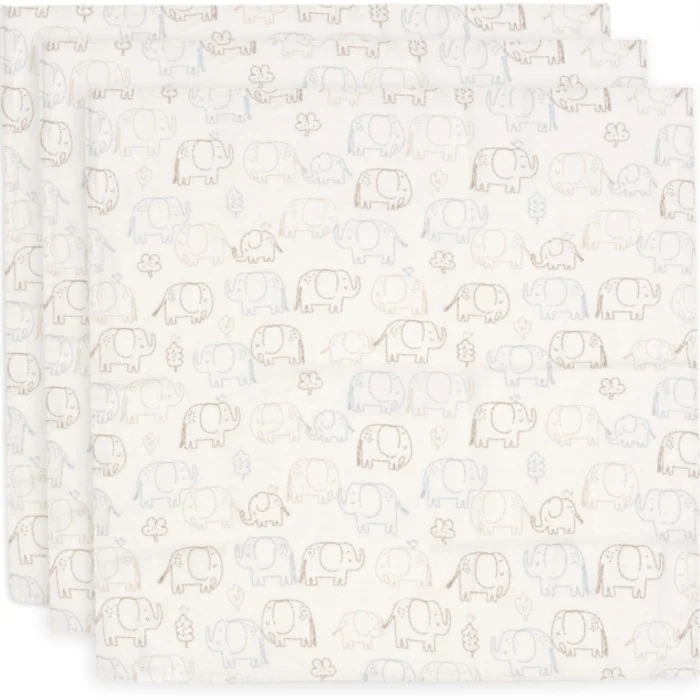 Jollein Muslinfilt 70x70cm, Elephant Tales 3-pack