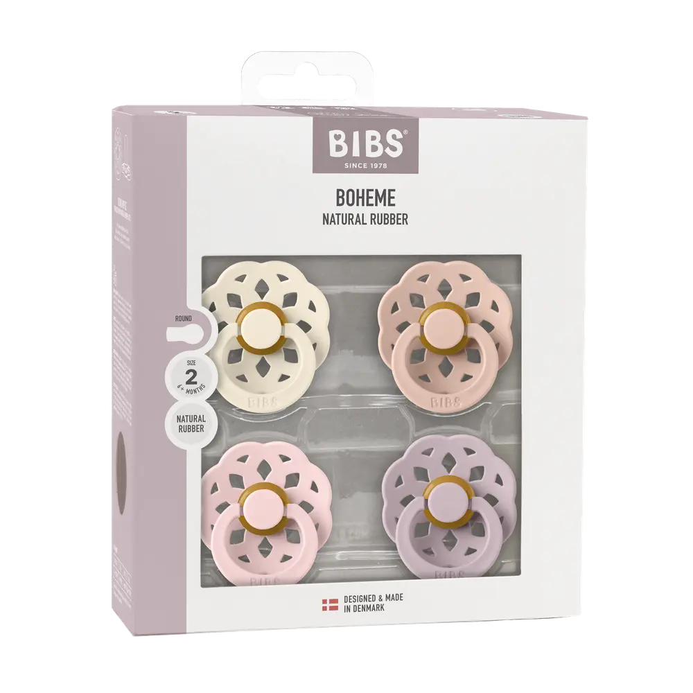 BIBS Pacifier Boheme 4-pack Latex Size 2 Ivory/Blush/Blossom/Dusky Lilac, bild 2