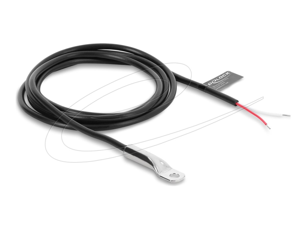 Delock - Temperatursensor kabel - M4 ringterminal till blank tråd - 1 m - rund - svart