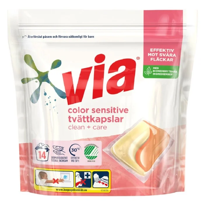 Via Color Sensitive Tvättkapslar 14 st