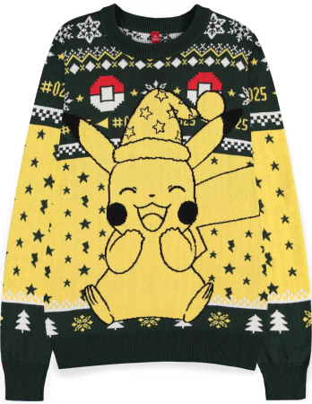Pokemon Pikachu Stickad X-Mas Jultröja Grön (Medium)