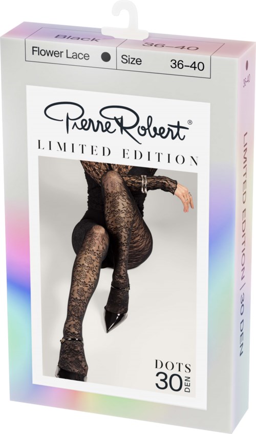Pierre Robert Tights Flower Lace 30 DEN Black 36-40 36-40