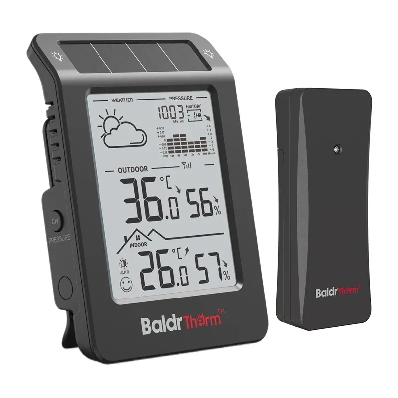 BALDRTHERM B0596WT2H2P-V1 Solcellsdriven väderstation (svart)