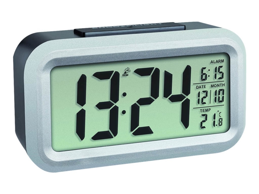 TFA LUMIO PLUS - Väckarklocka - rektangulär - elektronisk - skrivbord - Black silver