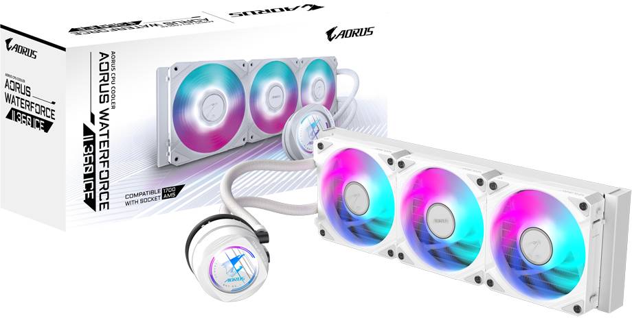 Gigabyte AORUS WaterForce II 360i, 3x120mm, ARGB display - Vit, bild 2