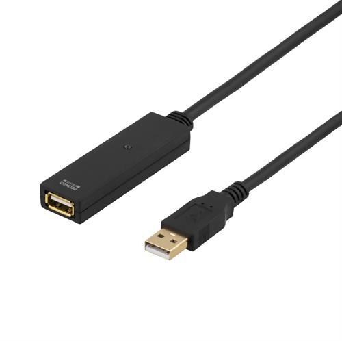 Förlängningskabel USB 2.0 aktiv, Deltaco Prime, 20 meter