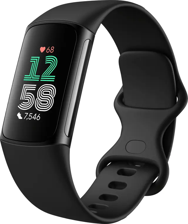 Fitbit Charge 6 aktivitetsarmband, Obsidian/svart aluminium
