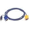 Aten, KVM-kablage, SPHD15 ha till HD15 ha & USB Typ A ha, 2m