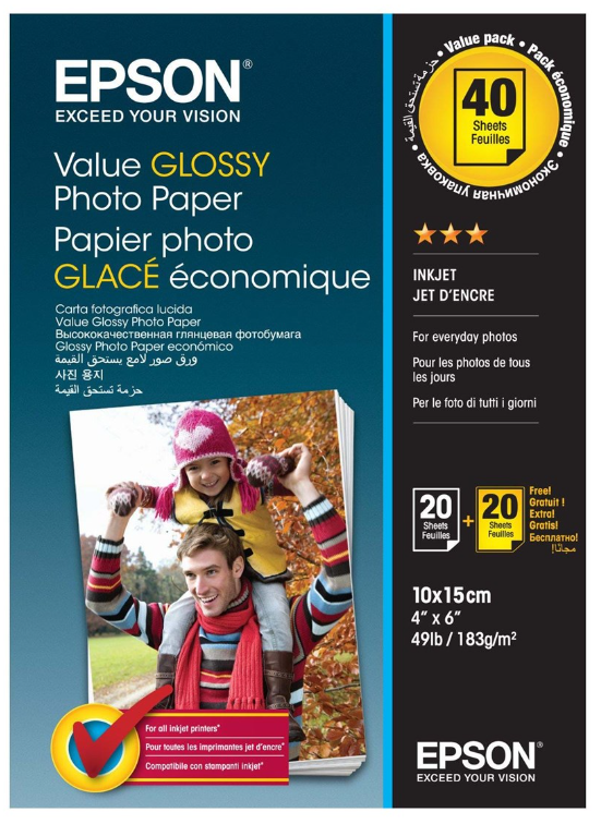 Epson Value Glossy Photo Paper, 10x15 cm, 183g/m2, 2x20 ark, bild 4