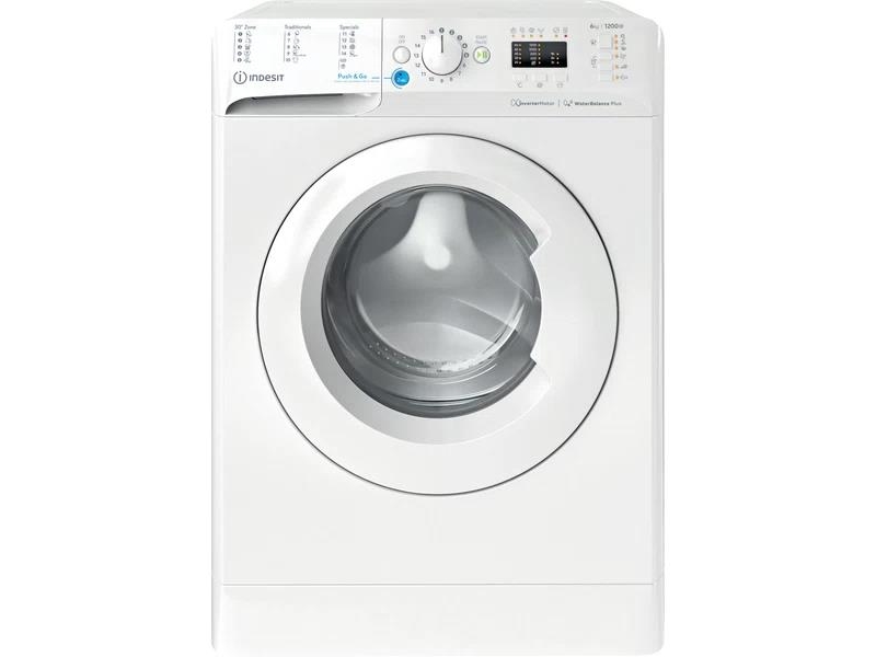 Indesit tvättmaskin BWSA 61294 W EU N energiklass C frontmatad 6 kg 1151 rpm djup 42,5 cm bredd 59,5 cm display Big Digit vit