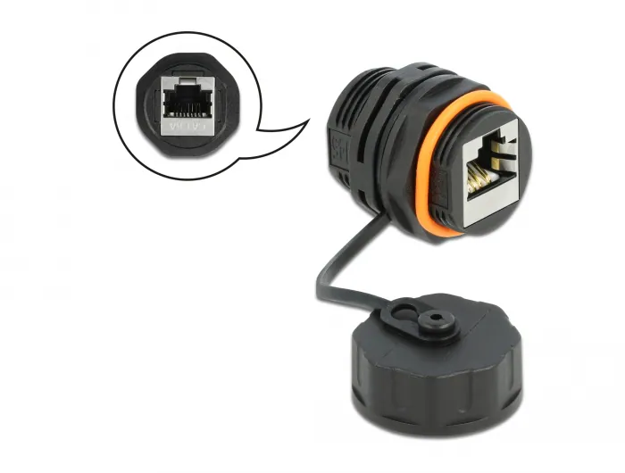 Delock kabelkontakt RJ45 hona till RJ45 hona Cat.6A – svart