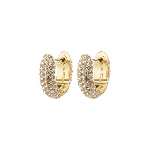 PILGRIM - LONA Chunky Crystal Huggie Hoops - Gold-Plated - 17 mm