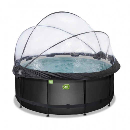 EXIT Black Leather pool ø360cm med sandfilterpump och tak