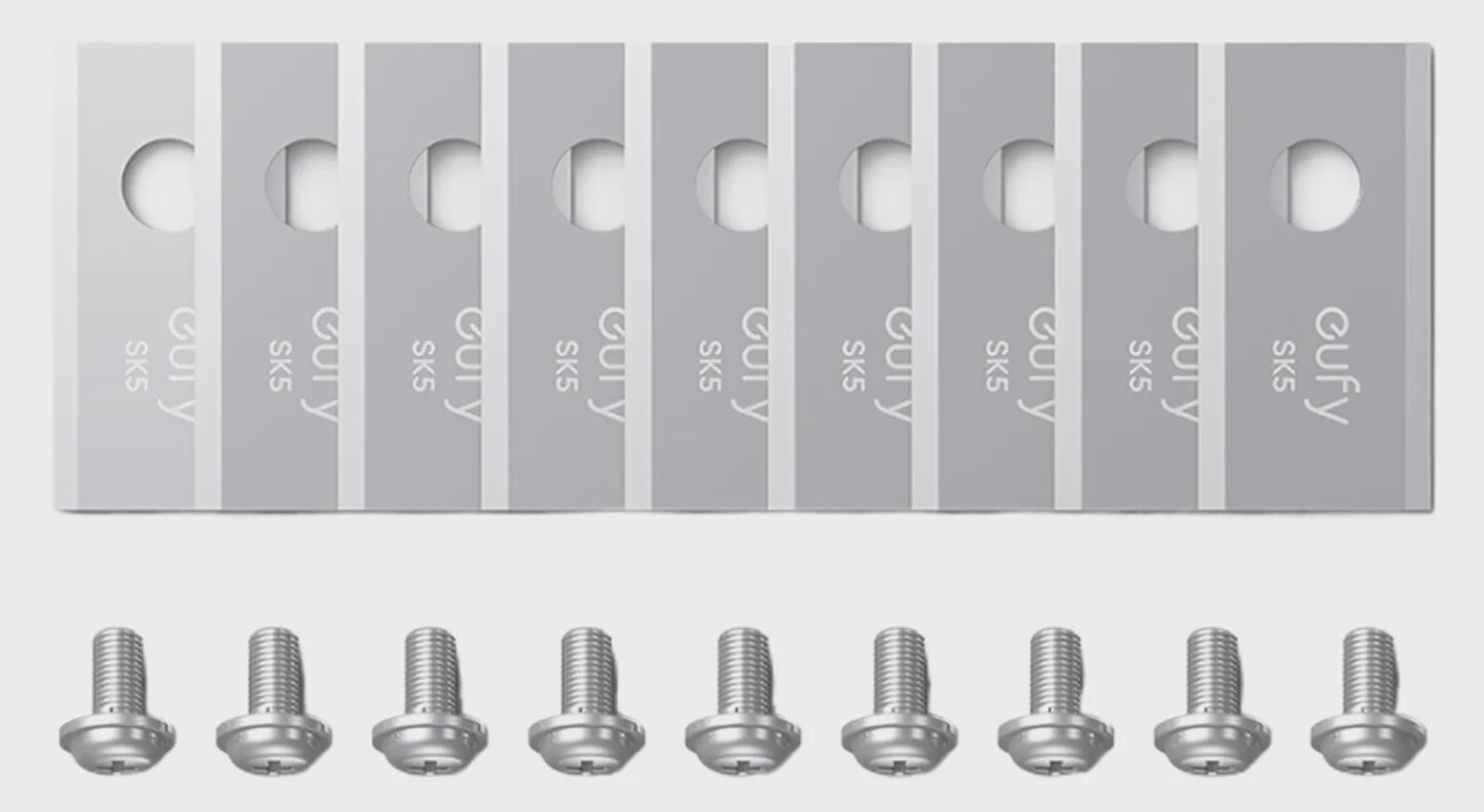 Eufy T290X041, Gräsklipparblad, eufy E15, Kolstål, 9 styck