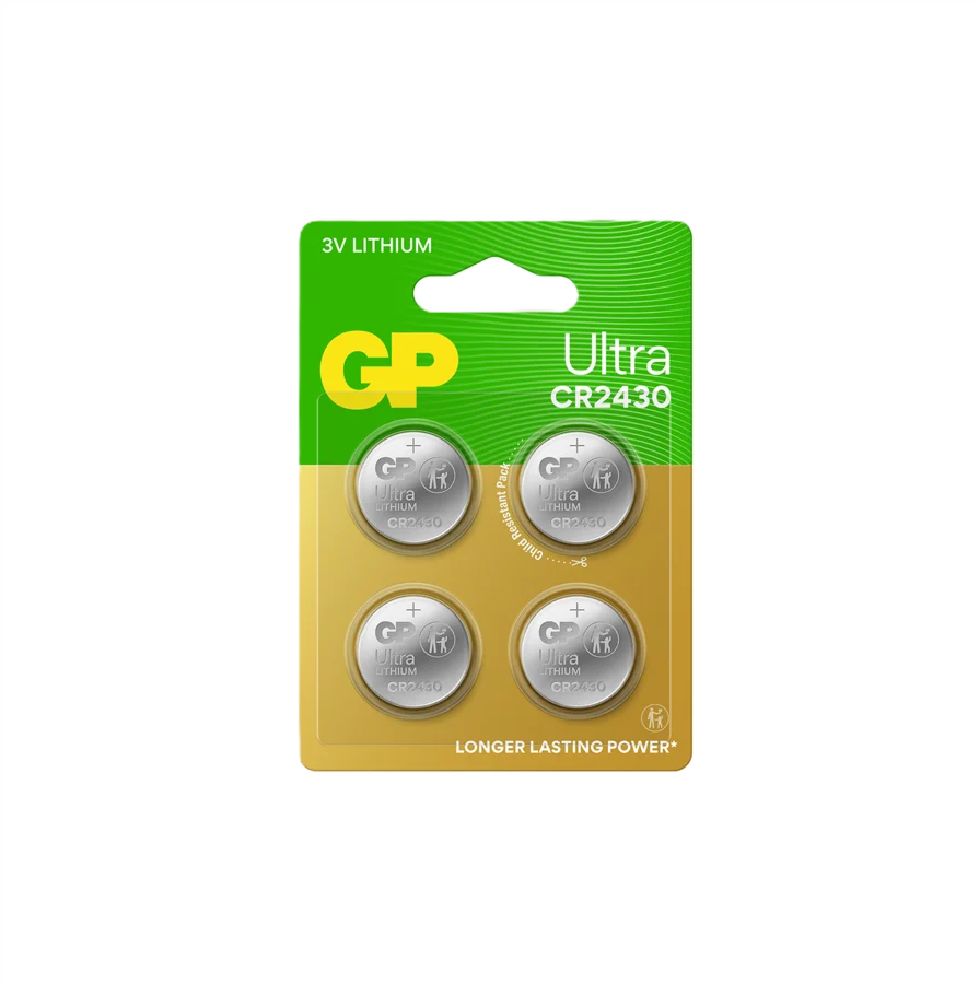 GP Ultra Lithium Cell Battery CR2430, 3V (4-pack)