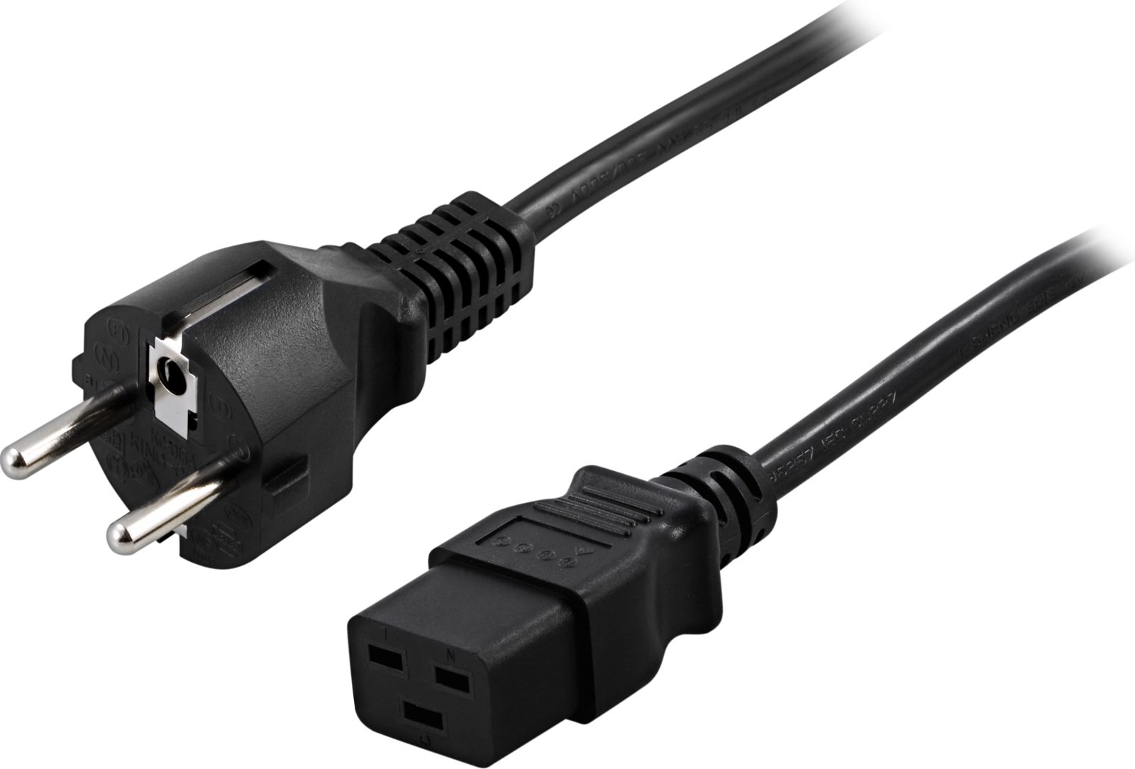 Strömkabel mellan UPS och vägguttag, rak CEE 7/7 - rak IEC C19, 2m - Svart, bild 4