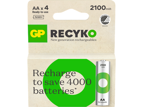 GP ReCyko AA-batteri, 2100 mAh, 4-pack, bild 4