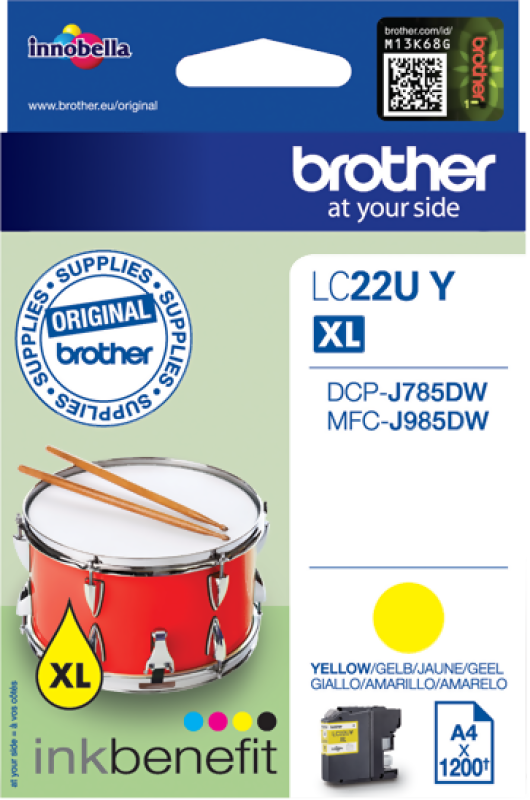 Brother LC-22UY bläckpatroner Original Hög (Xl) Avkastning, gul