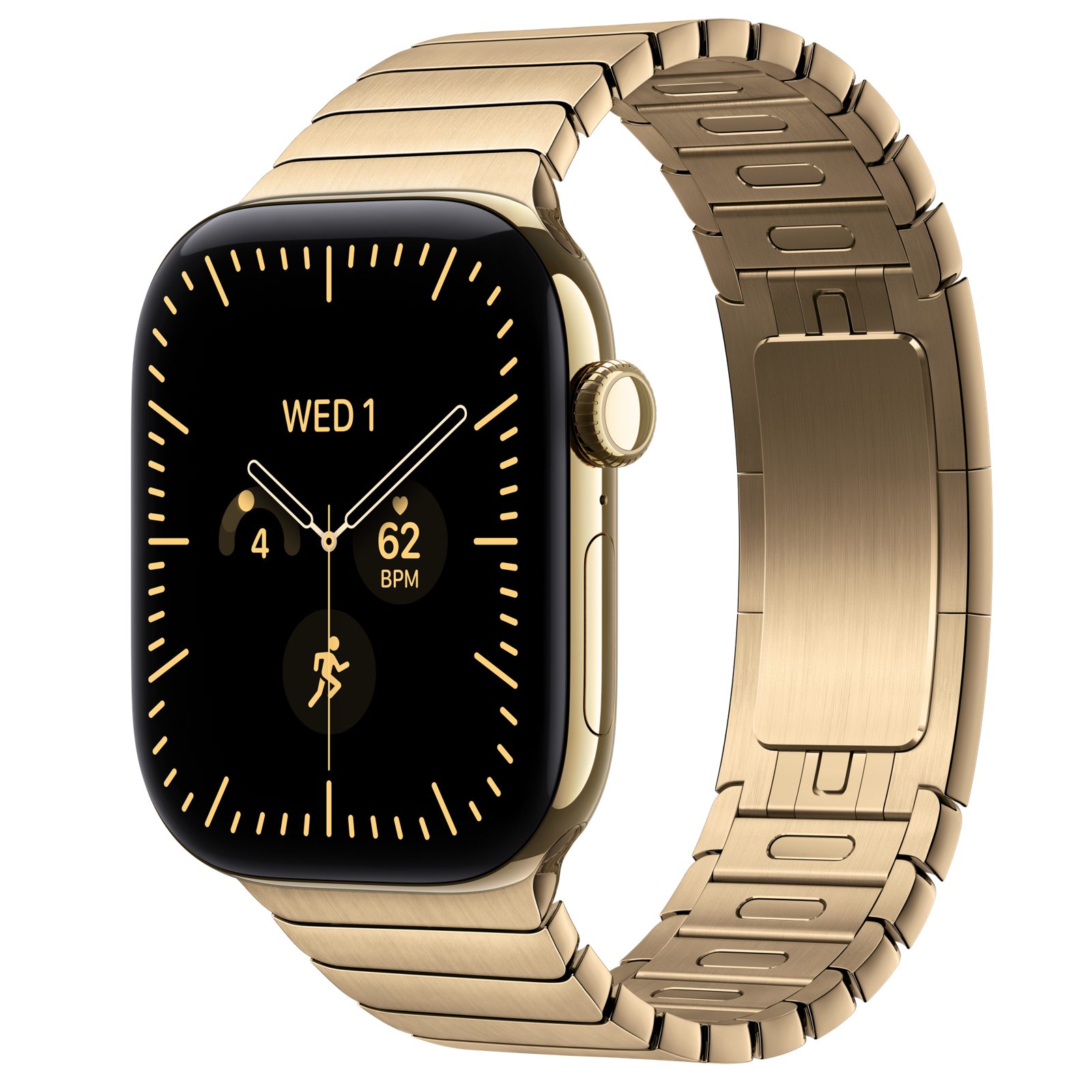 Apple Watch Series 12 (GPS + Cellular) • Titanboett skinande guld, 46 mm • Länkarmband skinande guld
