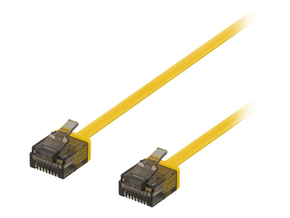 Nätverkskabel oskärmad Cat6a, flat, 1mm tjock, 2 meter - Gul