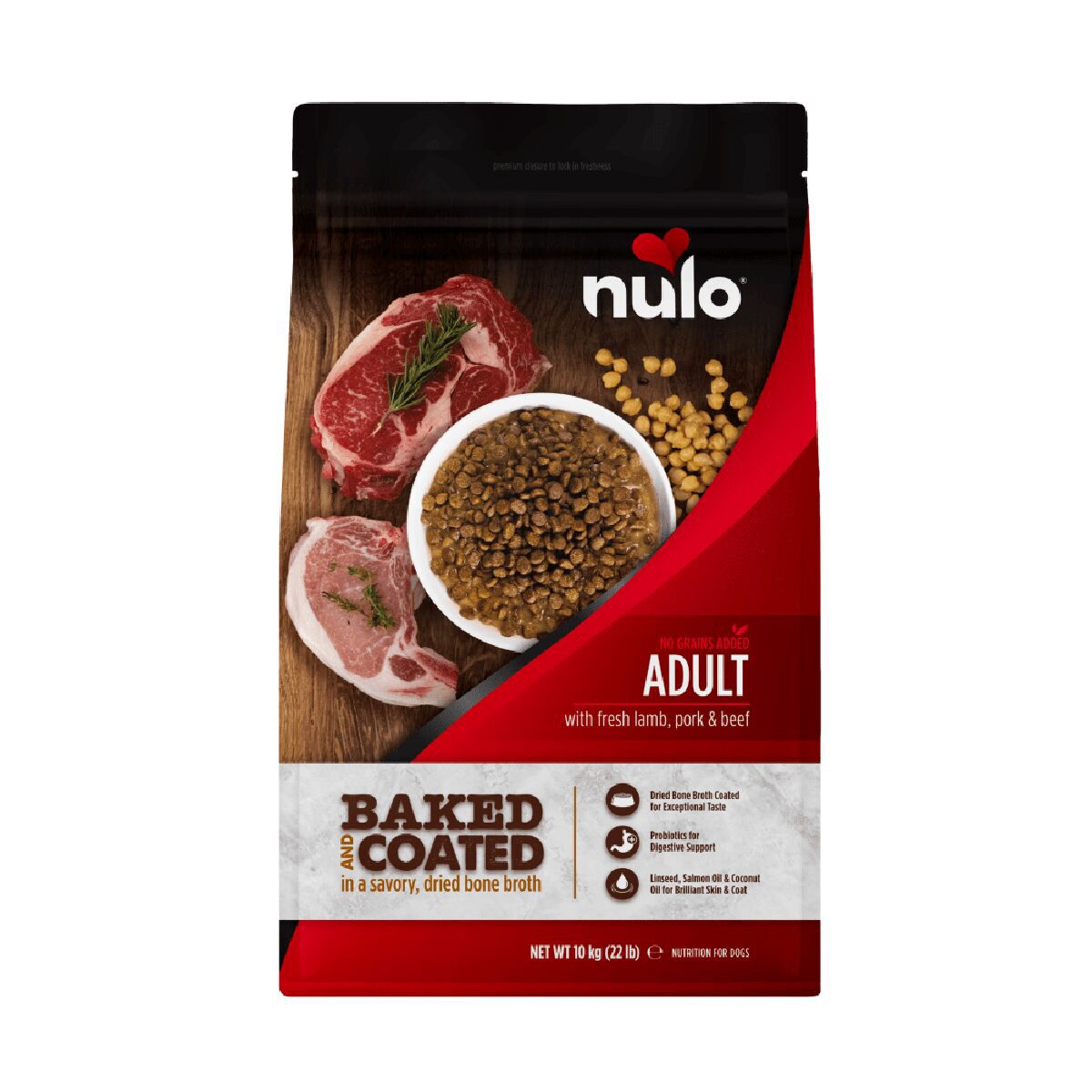 Nulo Baked & Coated Dog Adult Fresh Lamb, Pork & Beef Torrfoder till Hund 10kg